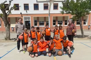 Equip de bàsquet  benjamí de Jesuïtes Lleida, guanyador de la Lliga Escolar del Consell Esportiu del Segrià