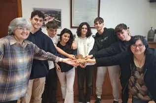 Alumnes de 1r de Batxillerat de Jesuïtes Lleida de l'equip de la Lliga Debat de la Xarxa Vives