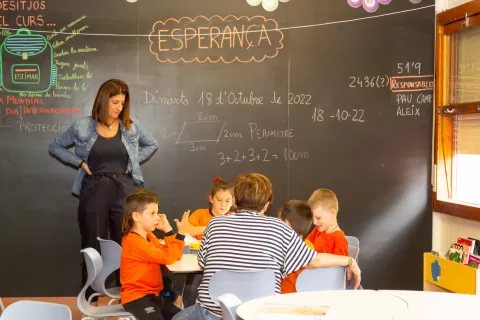 Equip d'orientacio psicopedagogica i alumnes de l'escola Jesuites Lleida