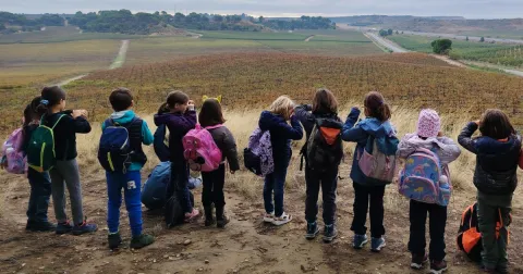 Sessió de bosc de l'alumnat de la PIN (Primària Inicial) en el marc del projecte Claver Natura