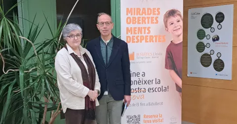 Francesc Torralba amb Lourdes Torrelles, la directora de Jesuïtes Lleida