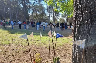 Alumnes fent jocs i activitats, agermanats grans i petits, i en comunitat al pati de l'escola per la celebració de la Quaresma