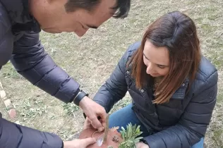 Famílies de MOPI I5 participant del tastet d'escola natura al bosc del Claver