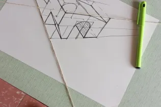 Alumnes de la matèria de dibuix tècnic de 1r BAT de Jesuïtes Lleida Col·legi Claver realitzant activitats del programa "Arquitectura a les aules" del Col·legi d'Arquitectes de Catalunya