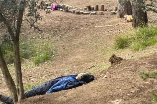 Alumnes de la PIN 3 de Jesuïtes Lleida en una sessió de bosc en el marc del projecte Claver Natura