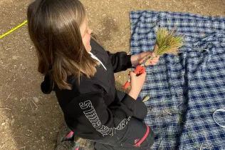 Alumnes de la PIN 3 de Jesuïtes Lleida en una sessió de bosc en el marc del projecte Claver Natura