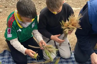 Alumnes de la PIN 3 de Jesuïtes Lleida en una sessió de bosc en el marc del projecte Claver Natura