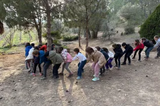 Alumnes de la PIN 3 de Jesuïtes Lleida en una sessió de bosc en el marc del projecte Claver Natura