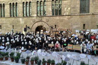 Alumnes de 4t ESO-TQE de Jesuïtes Lleida Col·legi Claver participant en el flashmob d'Arrels Sant Ignasi