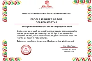 Certificat Càritas_Campanya Nadal 25