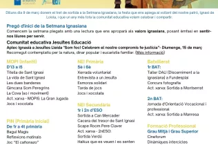 Programa activitats Setmana Ignasiana Jesuïtes Bellvitge 