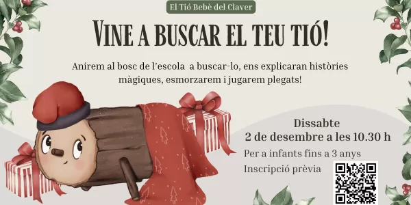 Imatge del cartell de la festa de recollida del Tió al bosc del Col·legi Claver el dia 2 de desembre de 2023